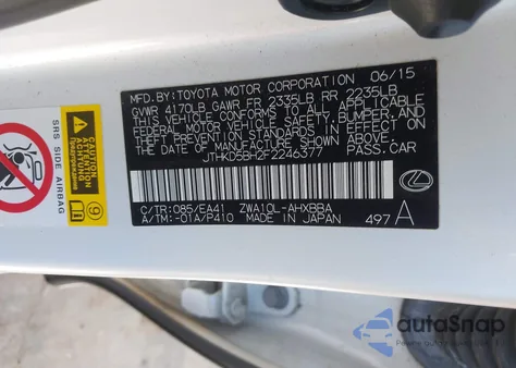 2015 Lexus Ct 200H from USA, damaged, VIN JTHKD5BH2F2246377